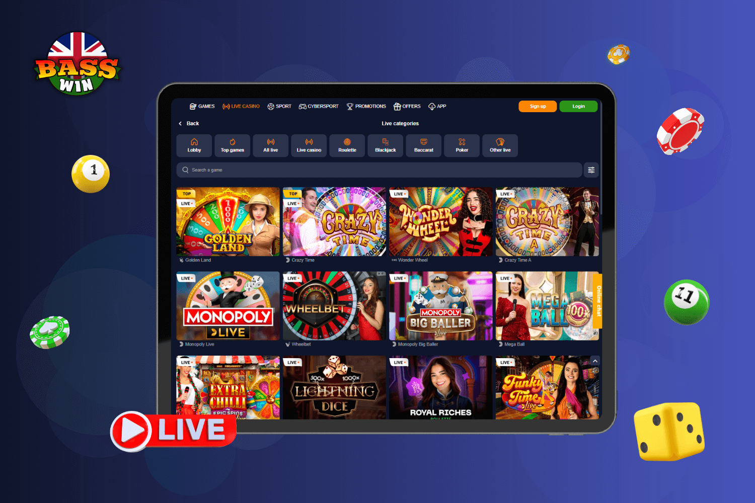 Live Casino Action at BassWin UK